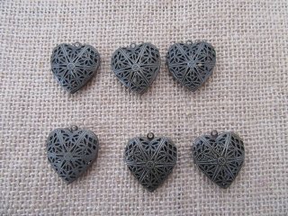 50Pcs Bronze Heart Shape Beads Pendants Charms Jewelry Finding