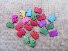 50Pcs Elephant Gemstone Beads 23x32x7mm Mixed Color