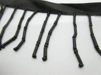 9Mtrs Black Beaded Curtain Trimming Fringe Craft Trim