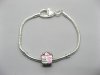4Pcs Sliver Heart Clasp European Bracelet 19cm ac-str220