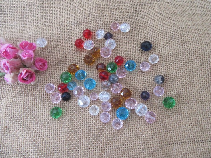 450g Rondelle Faceted Crystal Beads 8/10/12mm Mixed Color - Click Image to Close