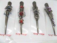 2x12 Chic Designer Flower Rhinestone Hair Clip