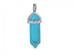 10X Blue Turquoise Pendant Hexagon Prism Beads Charms Necklace 10X Blue Turquoise Pendant Hexagon Prism Beads Charms Necklace