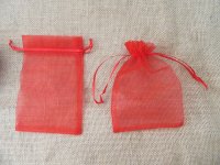 100 Red Drawstring Jewelry Gift Pouches 14x10cm