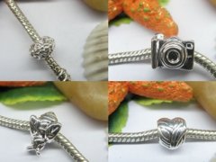 50Pcs Silver Plated European Thread Beads Assorted be-m13