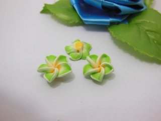 100 Green Fimo Beads Frangipani Jewellery Finding 1.5cm