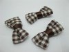 200X Brown Coffee Grid Bowknot Bow Tie Applique Embellishments