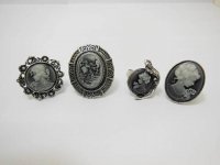 24 New Fashion Lady Cameo Rings Assorted with Display Case
