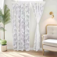 2Pcs Butterfly Lace Door Curtain Drapes Entrance Decoration