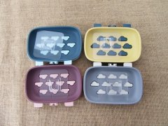 8X Storage Soap Dish Drain Rack Sponge Plate Stick On Wall