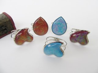 5Pcs Metal Cuff Bangle Bracelet with Foil Glass Top