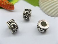50pcs Tibetan Silver Sunflower Barrel Beads European Design 50pcs Tibetan Silver Sunflower Barrel Beads European Design