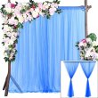 (image for) 2Pcs Blue Sheer Tulle Curtain Arch Backdrop Drapes Wedding Decor