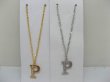(image for) 12 Silver&Golden Chain Necklace with Rhinestone Letter "P" Dangl