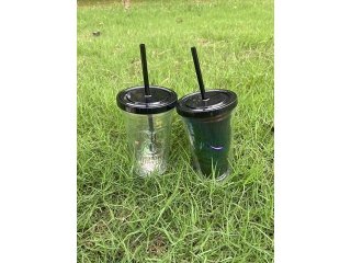 1Pc Shiny Skull Design Tumbler Leak-Proof Cold Cup w/Straw (image for) 1Pc Shiny Skull Design Tumbler Leak-Proof Cold Cup w/Straw