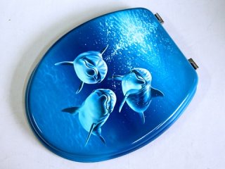 1X New Blue Ocean Tri-Dolphin Toilet Seat & Cover