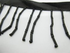 (image for) 9Mtrs Black Beaded Curtain Trimming Fringe Craft Trim
