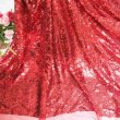 (image for) 1Pc Red Glitter Sequin Fabric Shiny Cloth 100x140cm