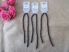 (image for) 10Strands x 75Pcs Black Round Glass Beads for Jewelry Making 6mm