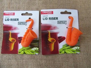 4Pcs Orange Saxophone Shape Rubber Lid Riser (image for) 4Pcs Orange Saxophone Shape Rubber Lid Riser