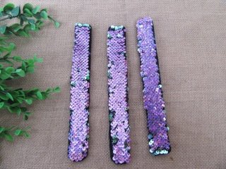 (image for) 30Pcs Purple Sequin Color Changed Magic Ruler Slap Band Bracelet