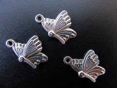 (image for) 100 Silver Plated Metal Butterfly Beads Pendants 20x14mm