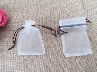 50Pcs White Drawstring Jewelry Gift Pouches 12x8cm