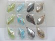 (image for) 12 Golden Foil Leaf Glass Pendants Mixed Colour ac-sf374