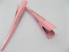 (image for) 1Pc Pink Barrette Hair Clips with Rhinestone 13cm