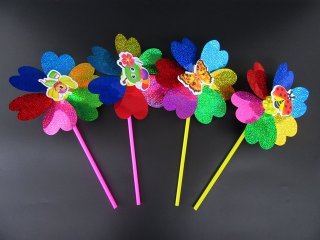 10Pcs Shiny Flower Windmill Great Toys Assorted