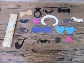 (image for) 4Pkts x 40Pcs DIY Photo Booth Props Wedding Party Moustache & Li