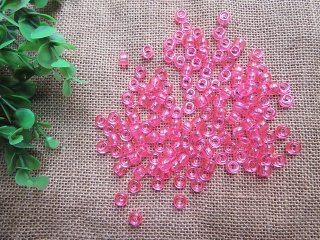 (image for) 500g Transparent Pink Barrel Pony Beads Loose Bead 8mm