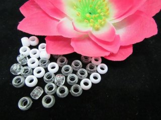 9600Pcs White & Clear Plastic Barrel Pony Beads 6x8mm (image for) 9600Pcs White & Clear Plastic Barrel Pony Beads 6x8mm