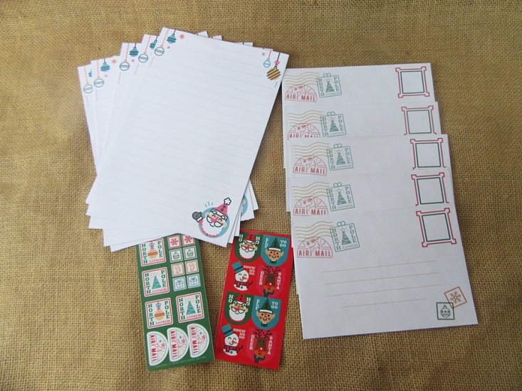1Set Christmas Letter Stationery Christmas Greeting w/Stickers - Click Image to Close