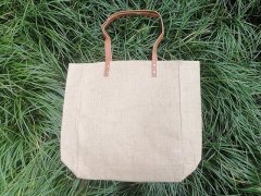 (image for) 1Pc Plain Hemp Shopping Bag Handbag Shoulder Bag Grocery Bag