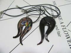 (image for) 12 New Necklace with Black Foil Beads Pendants Set