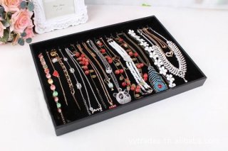 1X New Black Velvet Necklace Display Cases with 18 hooks