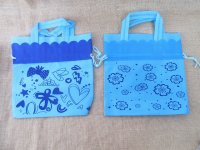 12Pcs Blue Non-woven Drawstring Reusable Shopping Bag
