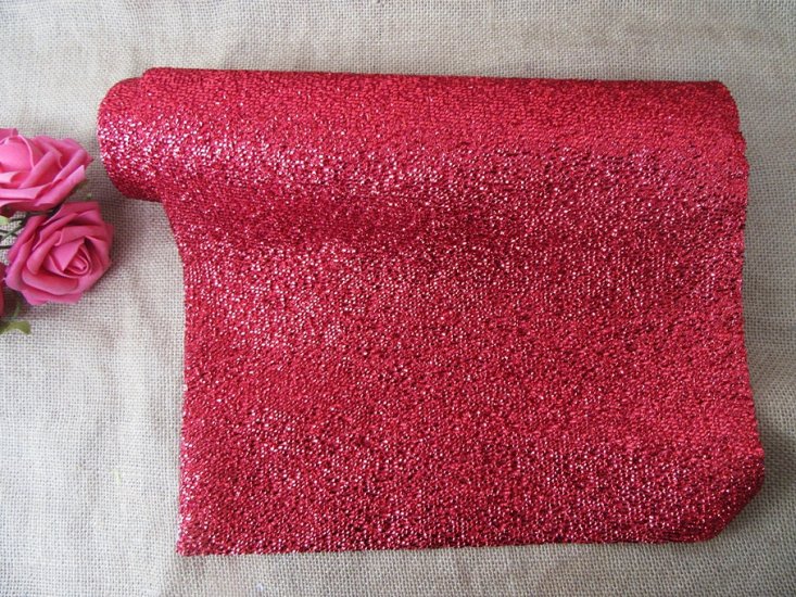 1Roll Sparkle Red Table Runner 200x33cm Wedding Party Favor - Click Image to Close