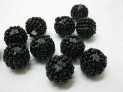 (image for) 160pcs Plastic Black HandCraft Seed Beads Round