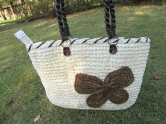 (image for) 1X Beach Retro Straw Rattan Wicker Handbag Knitted Bag with Bowk