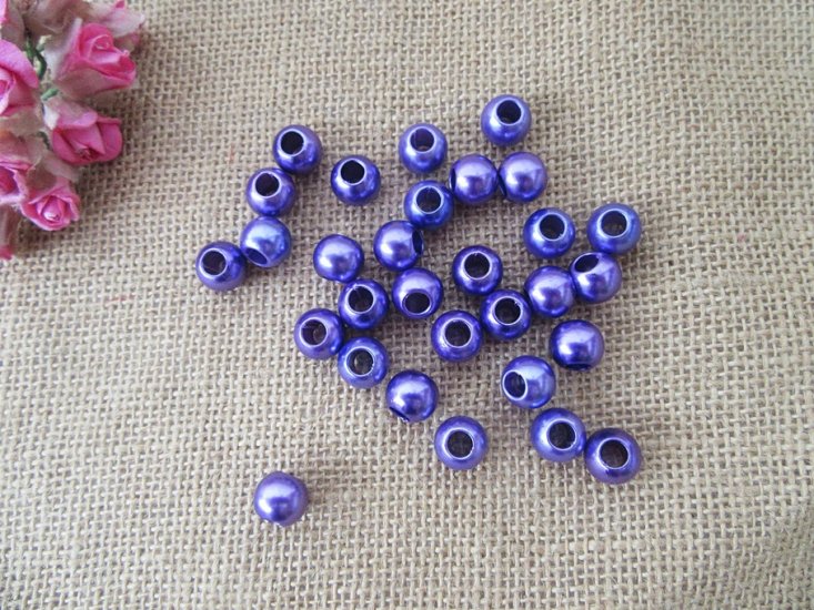 250g (400Pcs) Purple Simulate Pearl Beads Barrel Pony Beads 12mm - Click Image to Close