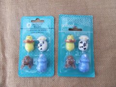 (image for) 6Sheetsx 4Pcs Rubber Pets Dog Cow Lion Etc Erasers Stationery