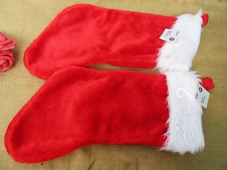1Pair x 2Pcs Red Christmas Xmas Santa Claus Stocking - Click Image to Close