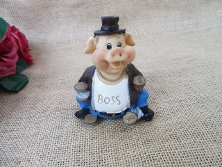 (image for) 4Pcs Piggie Boss Ornament Figurine Desktop Home Decoration