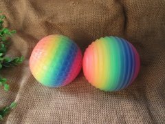 (image for) 3Pcs Jumbo Stretchy Squishy Rainbow Ball Fidget Toy Stress Relie