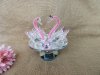 1Pc Stunning Pink Crystal Couple Swan Figurine Collection Home