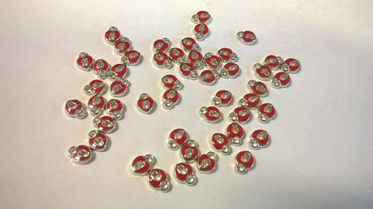 50 pcs RED HEART floating charm - Click Image to Close