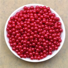 500 Red Round Simulate Pearl Loose Beads 10mm