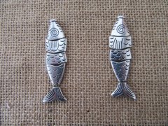 (image for) 20Sets Antique Silver Alloy Metal DIY Fish Beads Pendant